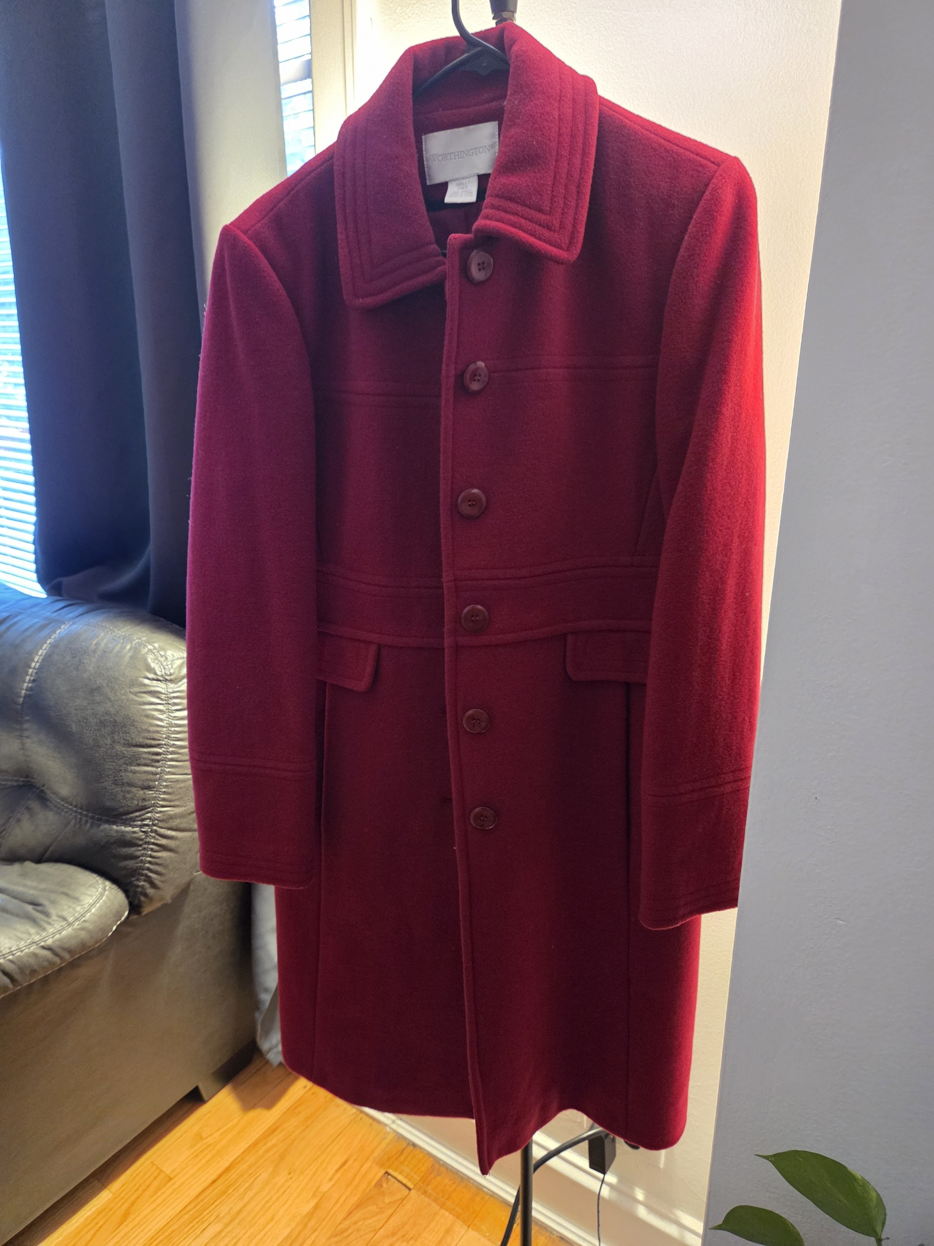 Worthington Women's Deep Red Wool Pea Coat
